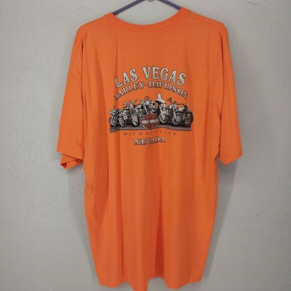 2013 Harley-Davidson Las Vegas Nevada Orange T Shirt Sz 2XL Work Hard Ride Hard - Picture 5 of 7
